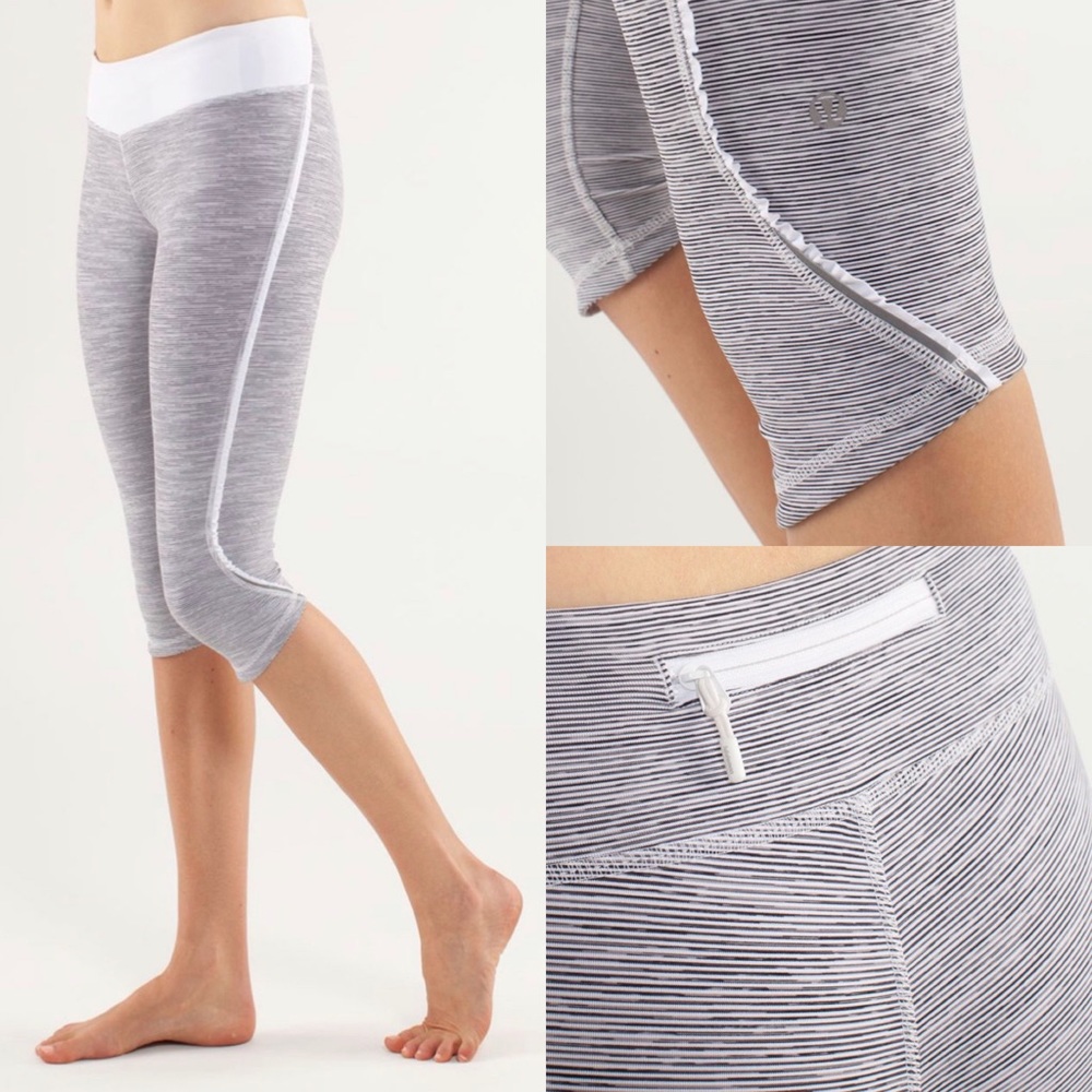lululemon athletica Gray and White Striped Leggings
